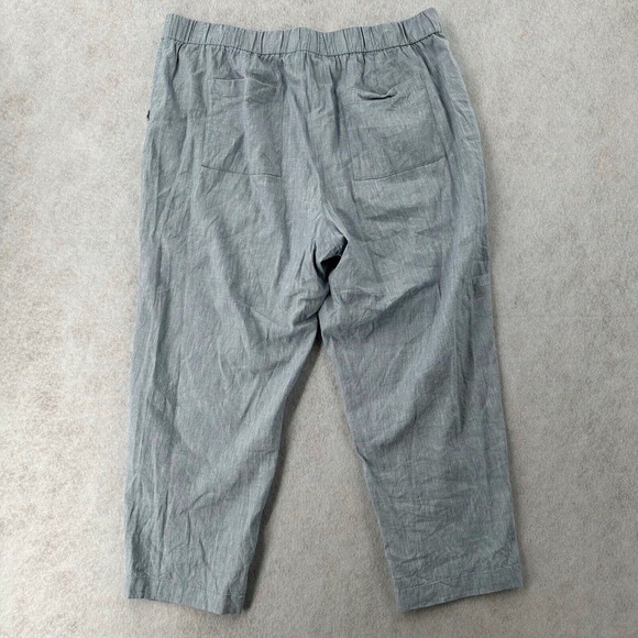 Lou & Grey Linen Pants Womens XL Light‎ Blue Pull On Tapered Beachy Coastal Crop - Picture 2 of 8